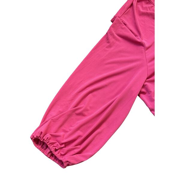 TAHARI TOP Size 3X Peasant Sleeve Zipper V-Neck Bright Pink Resort Wedding Boho - Picture 6 of 11